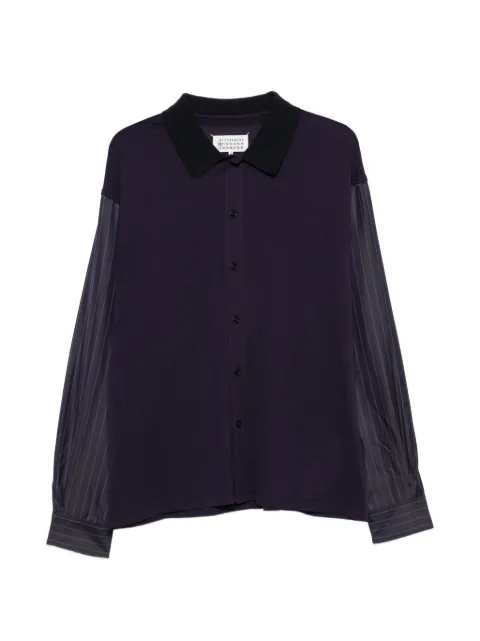 Maison Margiela pinstripe-sleeve panelled cotton shirt