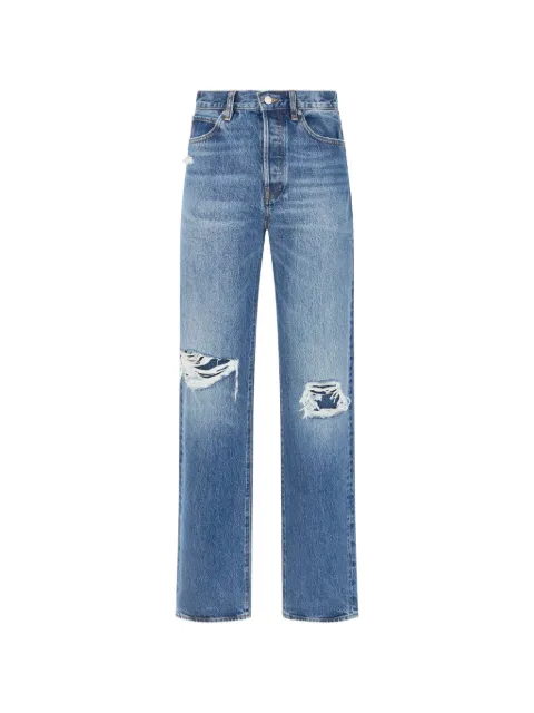 FRAME distressed straight-leg jeans