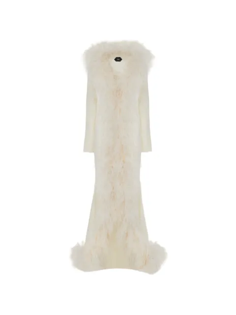 Taller Marmo feather-trim Hollywood maxi gown