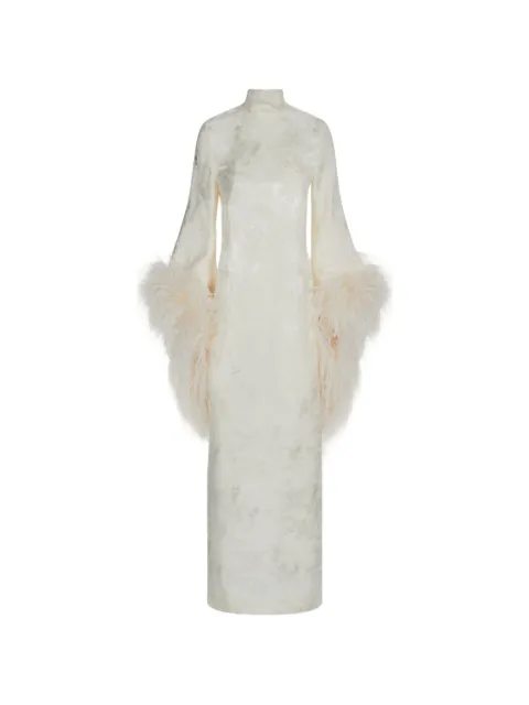Taller Marmo Del Rio feather-trim midi dress
