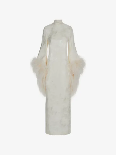Taller Marmo Del Rio feather-trim midi dress