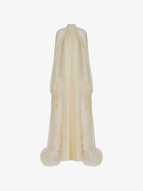 Taller Marmo Eterea feather-trim gown