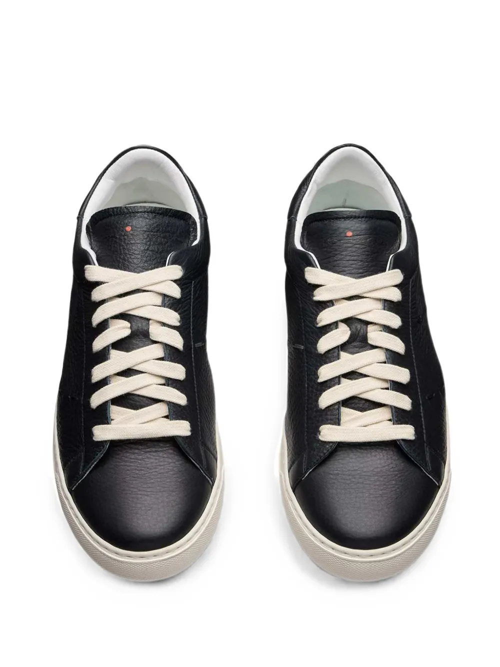 Kiton cross-stitch leather sneakers Zwart