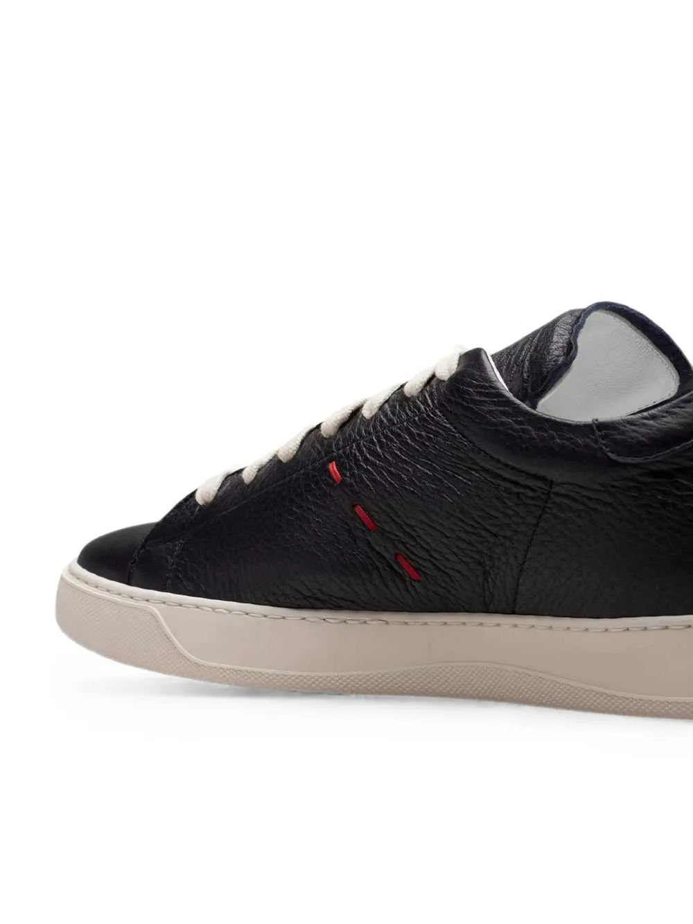Kiton cross-stitch leather sneakers Zwart