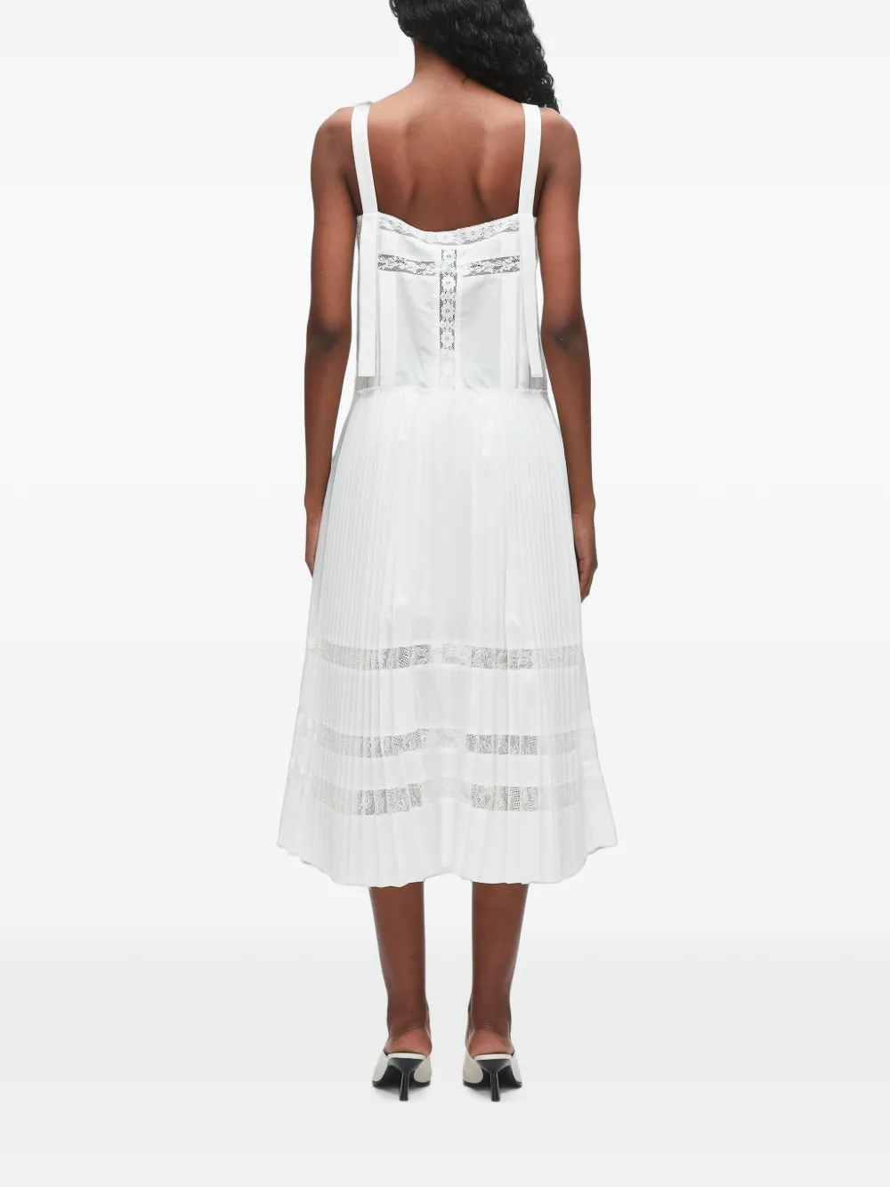 3.1 Phillip Lim Midi-jurk met plooien en kanten vlak Wit