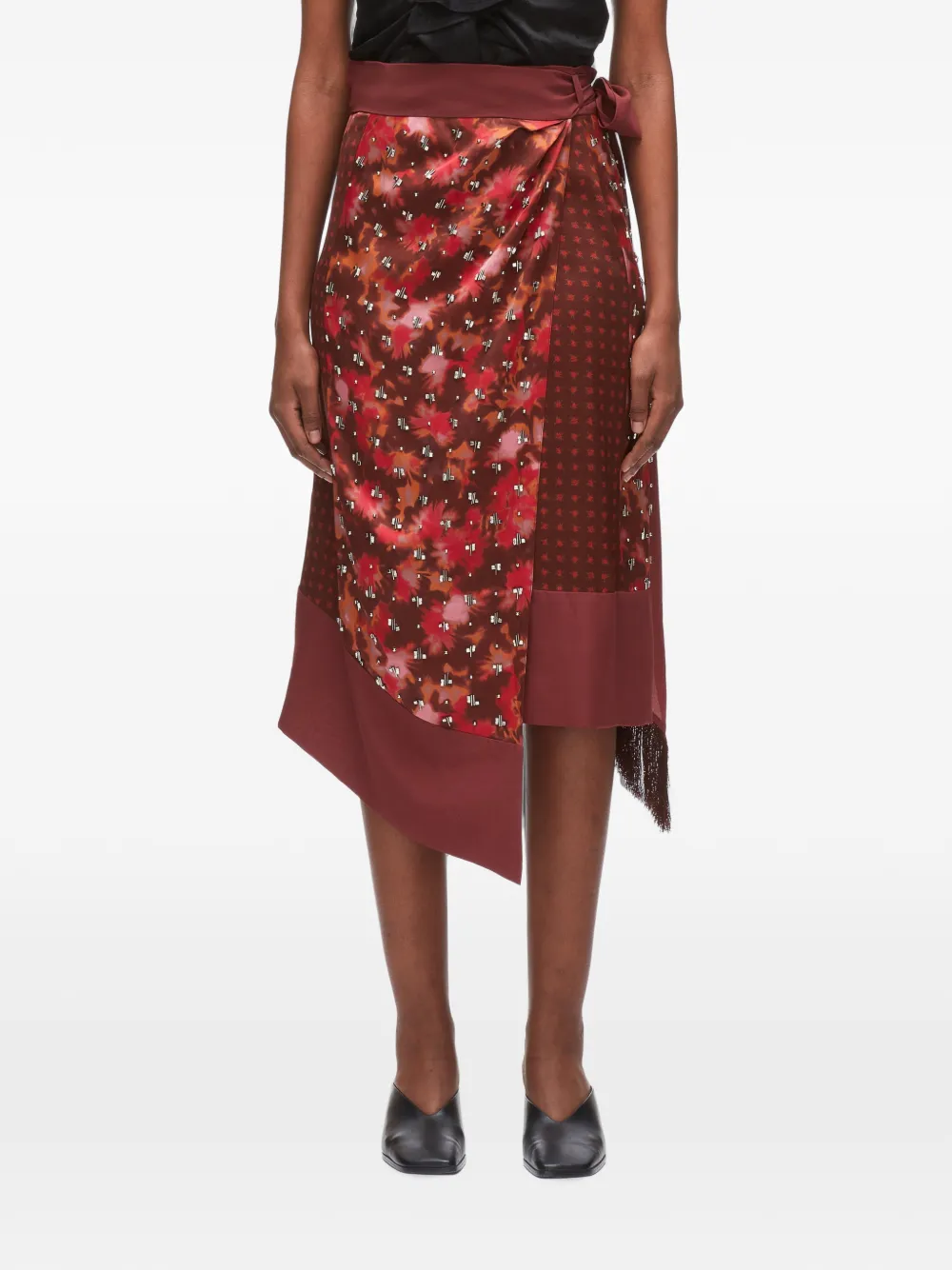 3.1 Phillip Lim Desert Floral midi-rok verfraaid met kristallen Rood