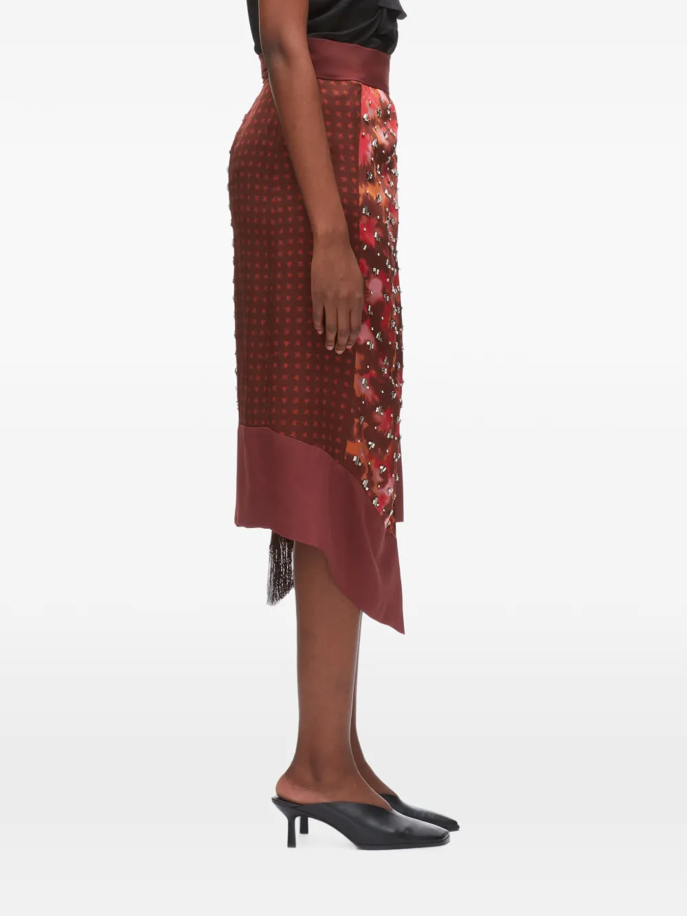 3.1 Phillip Lim Desert Floral midi-rok verfraaid met kristallen Rood