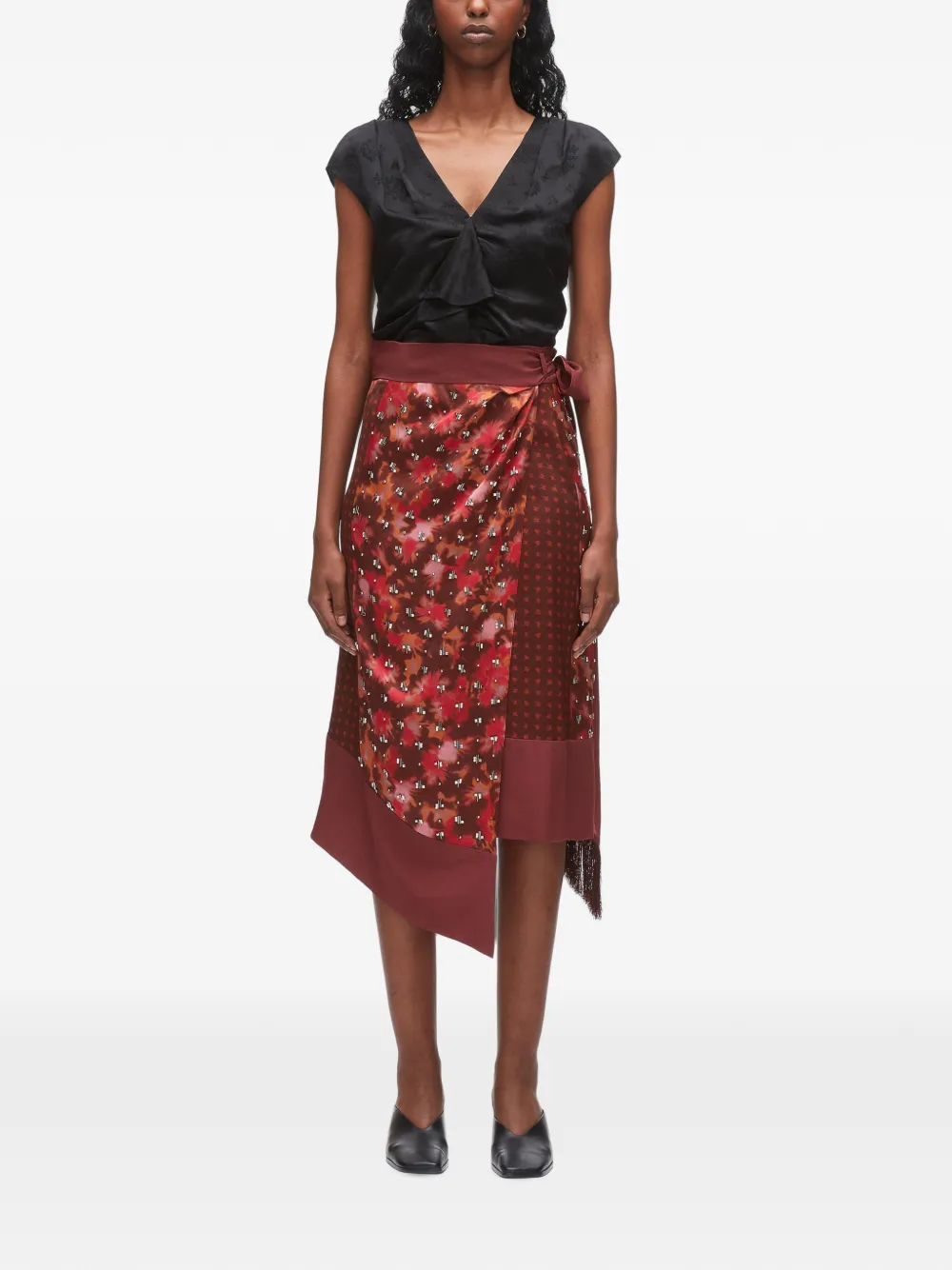 3.1 Phillip Lim Desert Floral midi-rok verfraaid met kristallen Rood