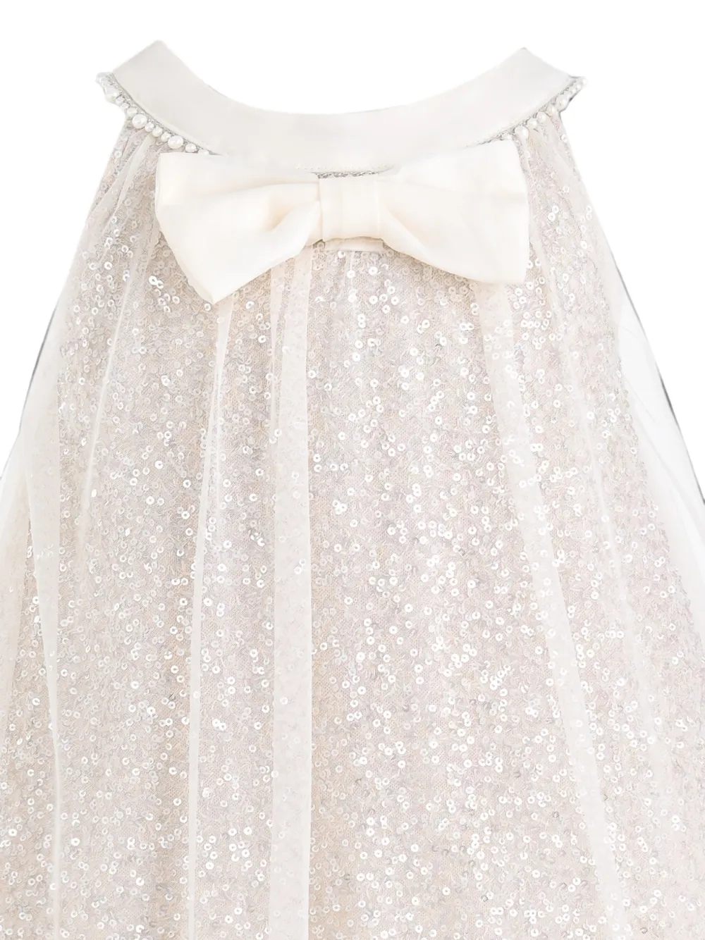 Tulleen Jurk verfraaid met pailletten Beige