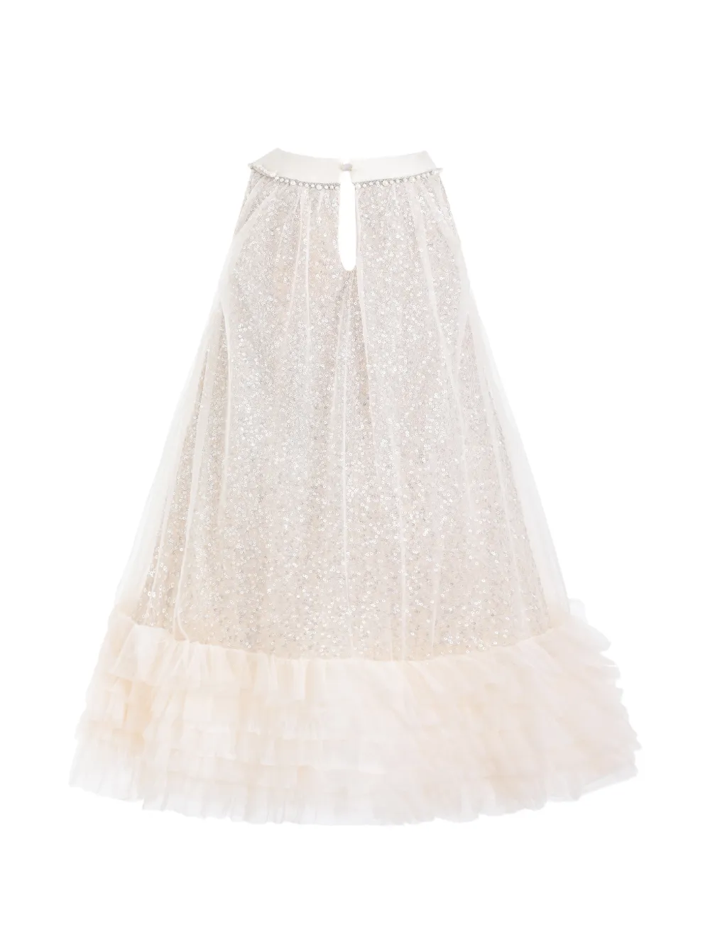 Tulleen Jurk verfraaid met pailletten Beige