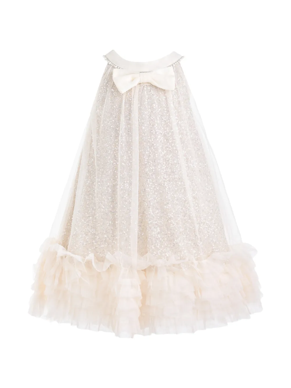 Tulleen sequin-embellished ruffled dress - Toni neutri