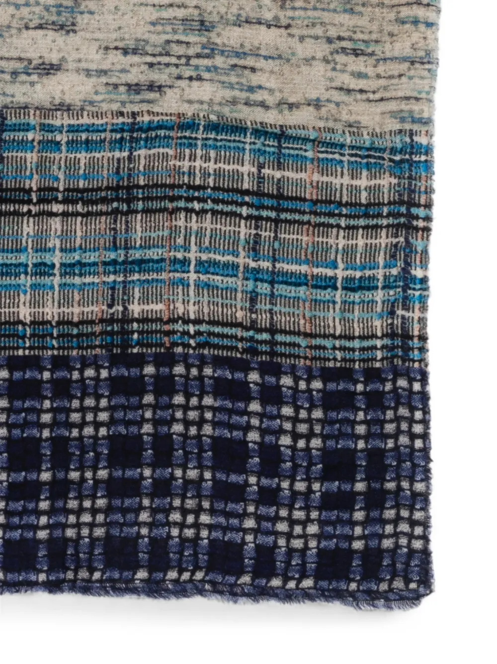 Faliero Sarti Geruite sjaal met franje Blauw