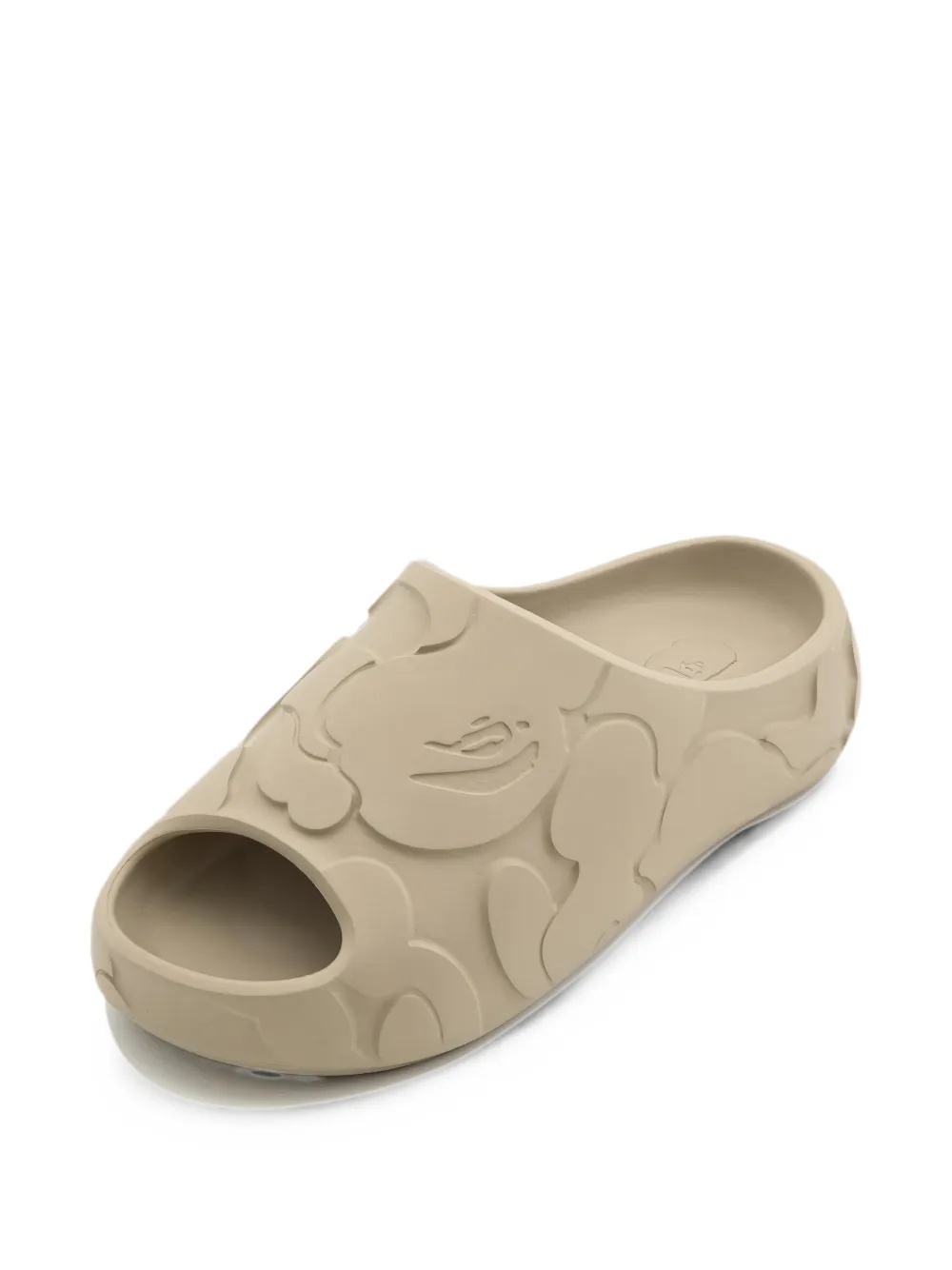 A BATHING APE Camo embossed slides Beige