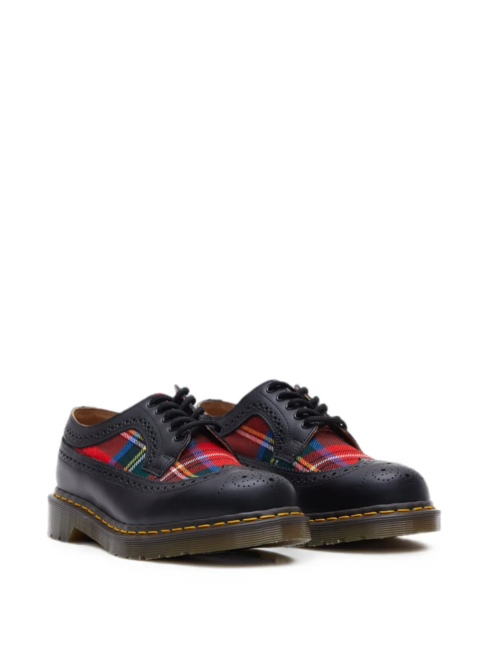 Dr. Martens tartan-panel brogue Derby shoes Zwart