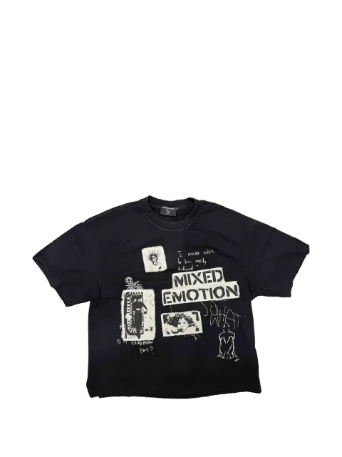 Mixed Emotion Stamped graphic-patch T-shirt