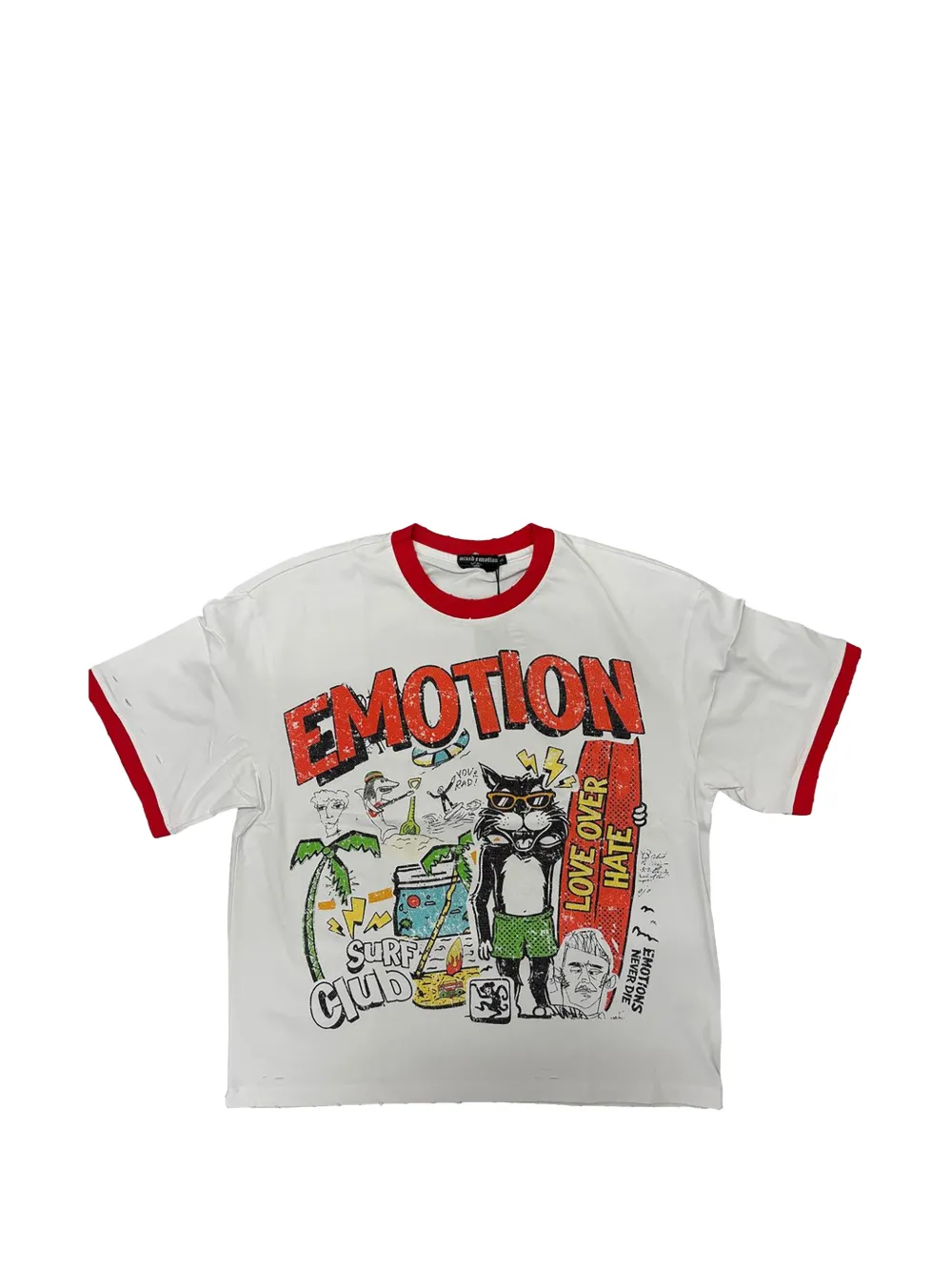Mixed Emotion Surf Club Graphic-print Ringer T-shirt In Multi