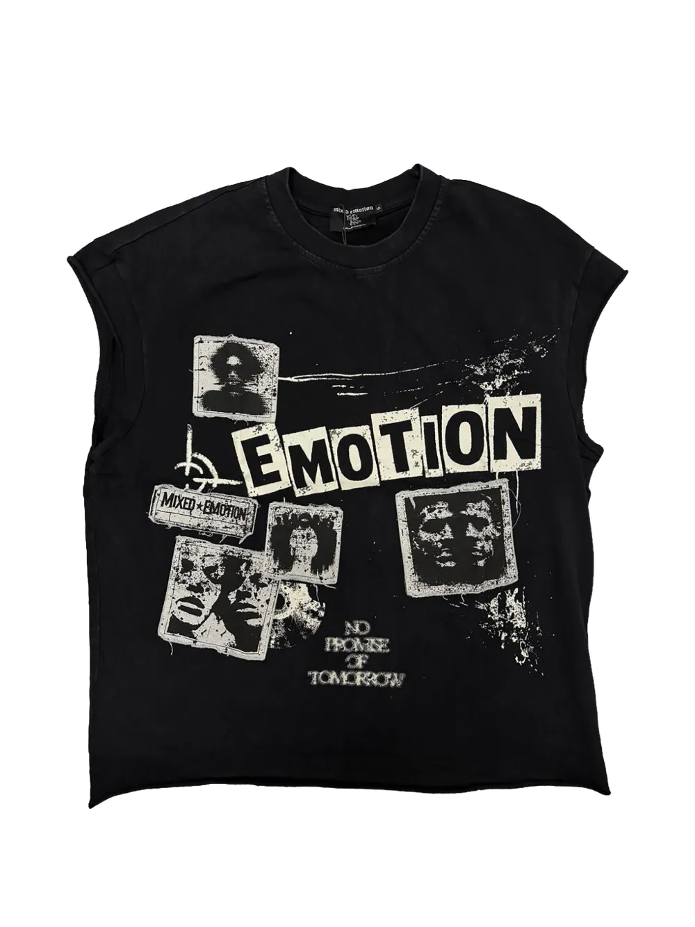 Mixed Emotion Newspaper Graphic-print Sleeveless T-shirt In Black