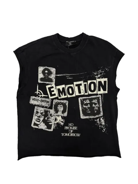 Mixed Emotion Newspaper graphic-print sleeveless T-shirt
