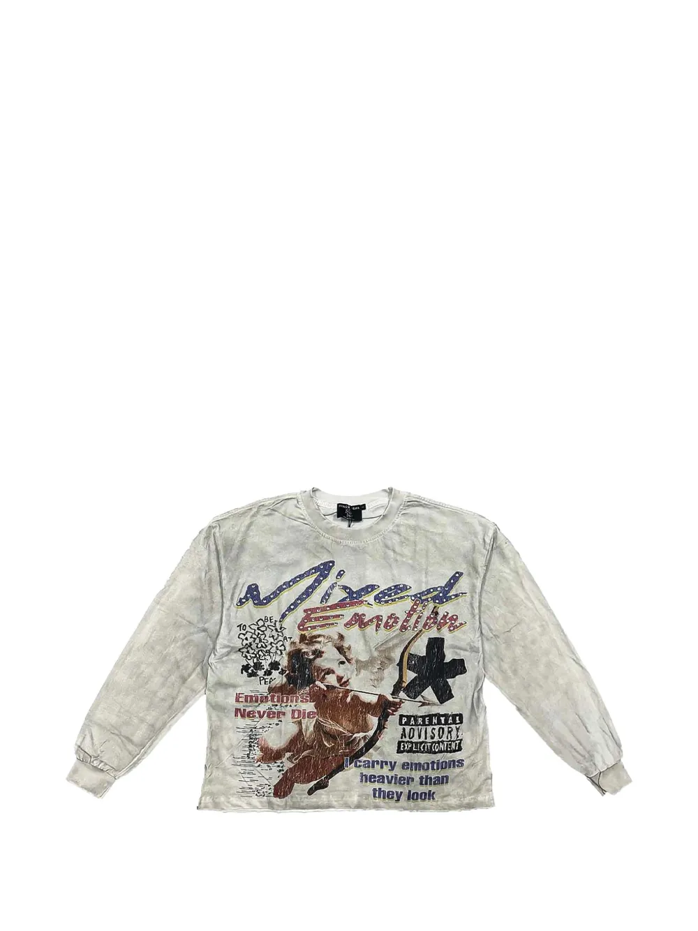 Mixed Emotion Graphic-print Long-sleeve T-shirt In Gold