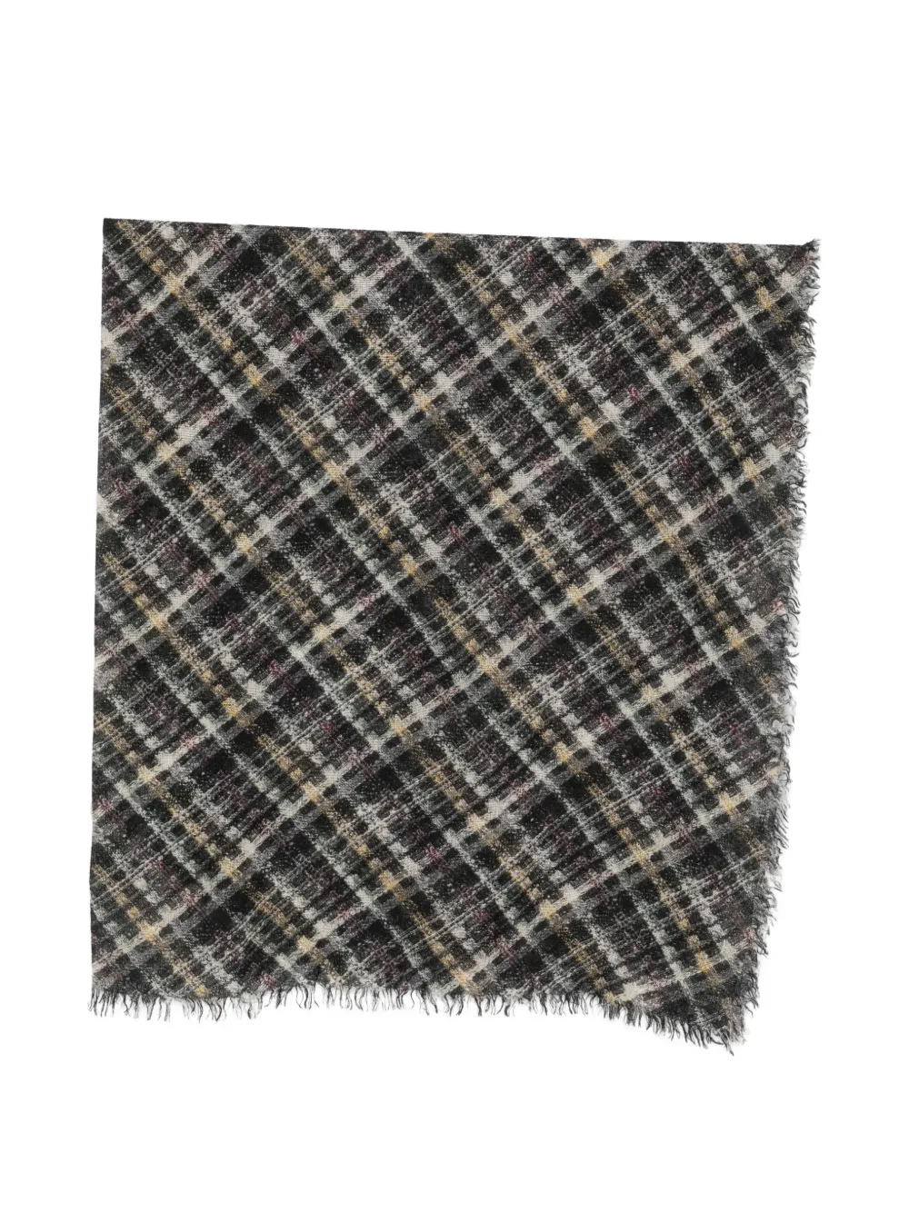 Faliero Sarti Scott check-pattern frayed scarf - Schwarz