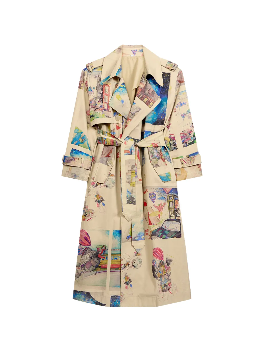KidSuper Book Paintings Trenchcoat mit Gürtel - Nude