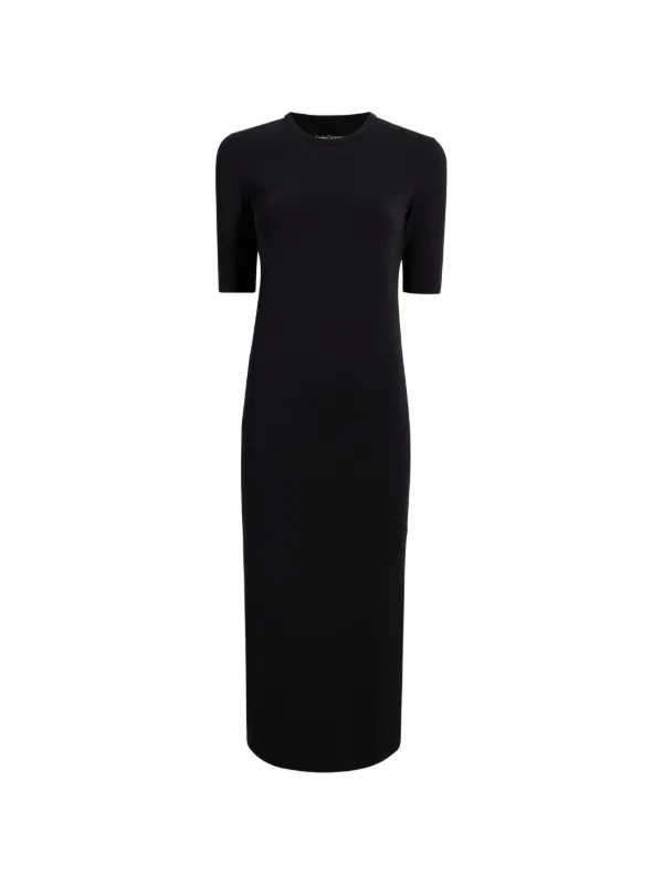 Another Tomorrow Elbow-sleeve Midi Dress in Black