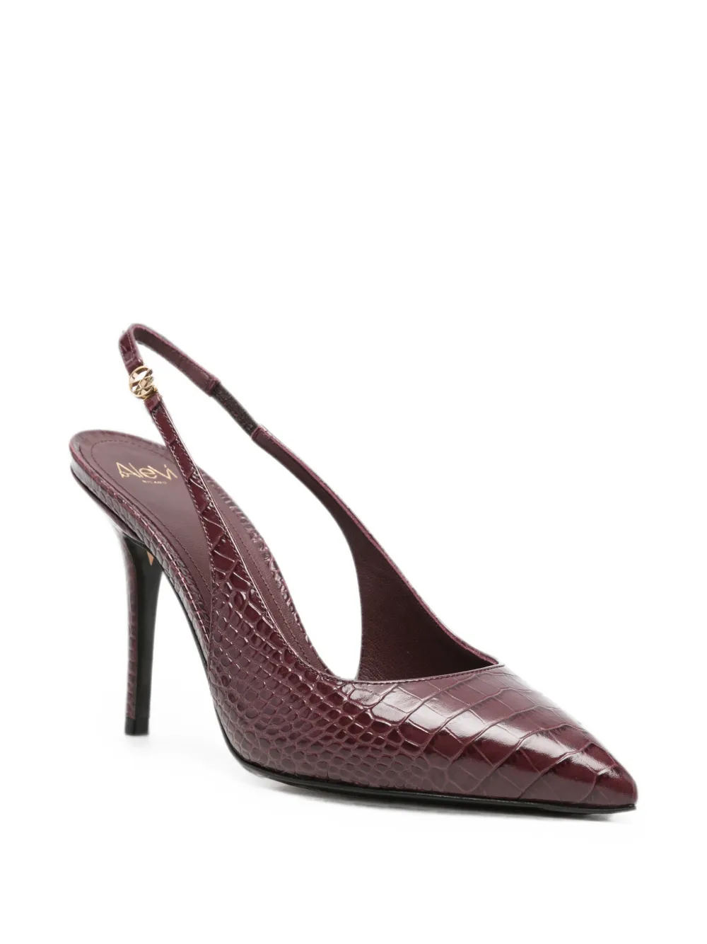Alevì croc-effect slingback pumps Rood