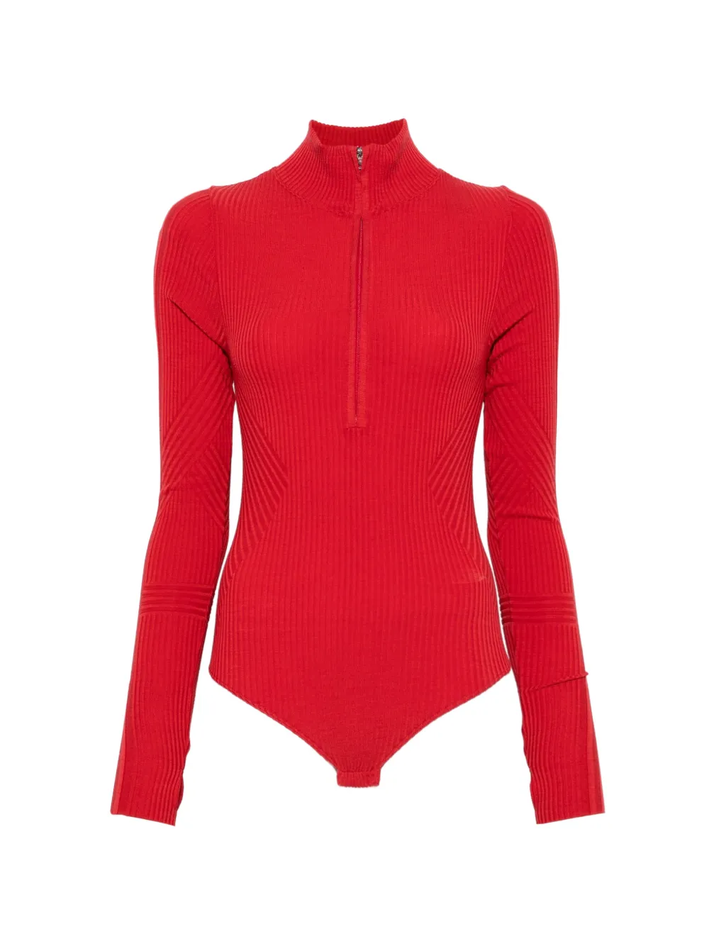 Perfect Moment ribbed-knit zip-up base layer - Rot