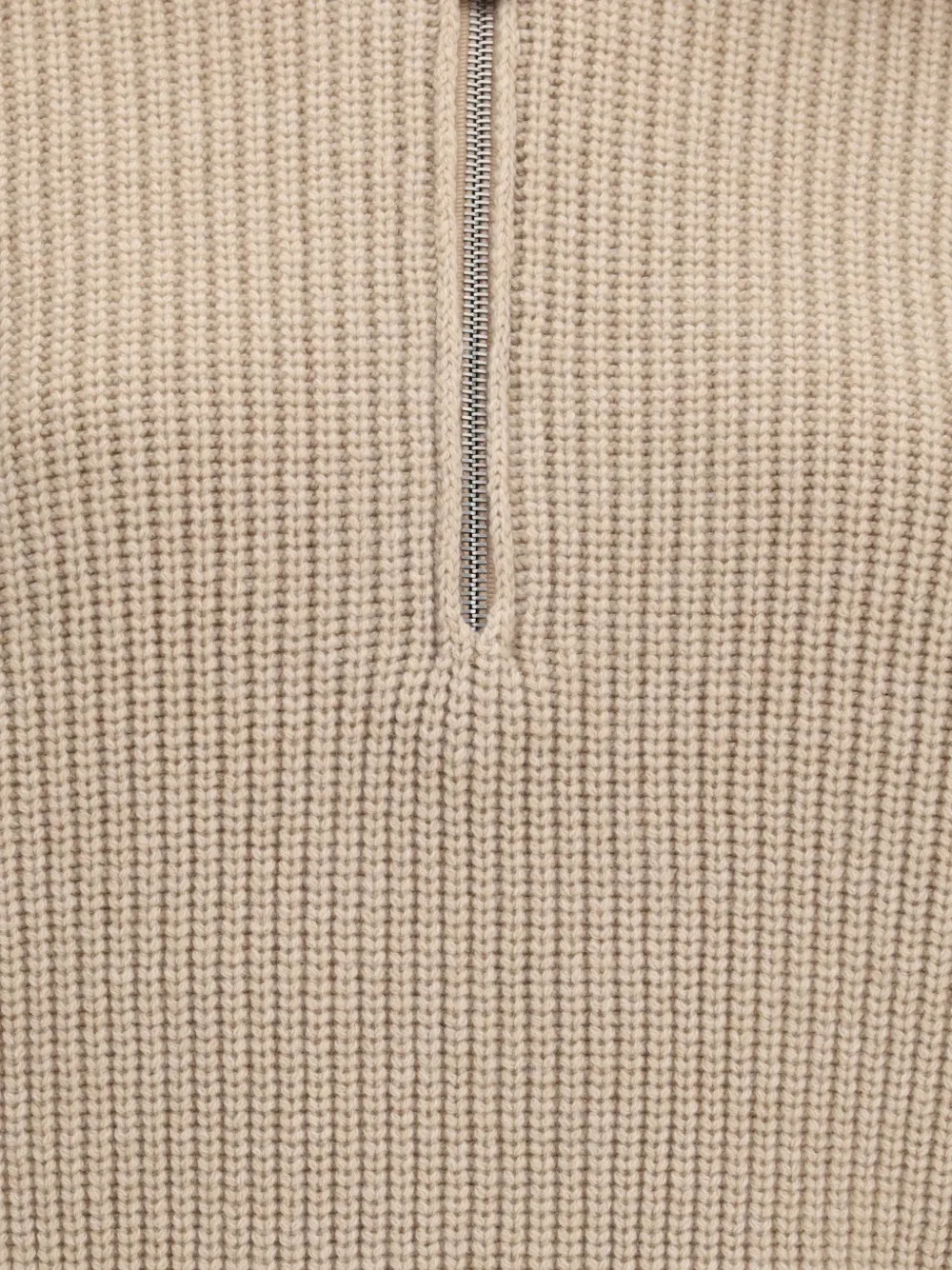 Malo Ribgebreide trui met kwartrits Beige