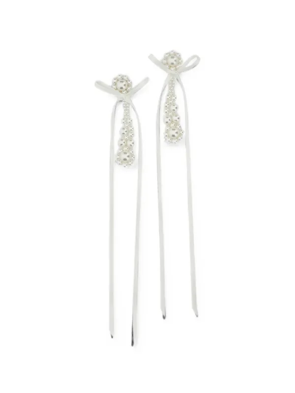 Simone Rocha Victorian Bow-detail Faux-pearl Earrings in Gold