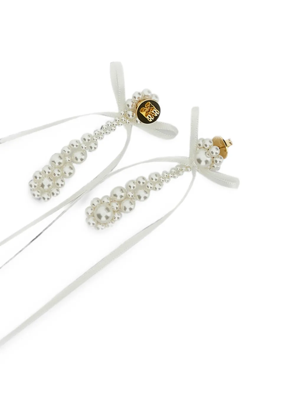 Simone Rocha Victorian Bow-detail Faux-pearl Earrings in Gold, view 2