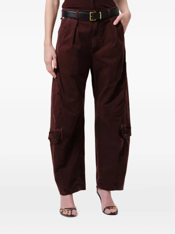 Citizens of Humanity Flight Pleated Barrel-leg Cargo Pants in Red