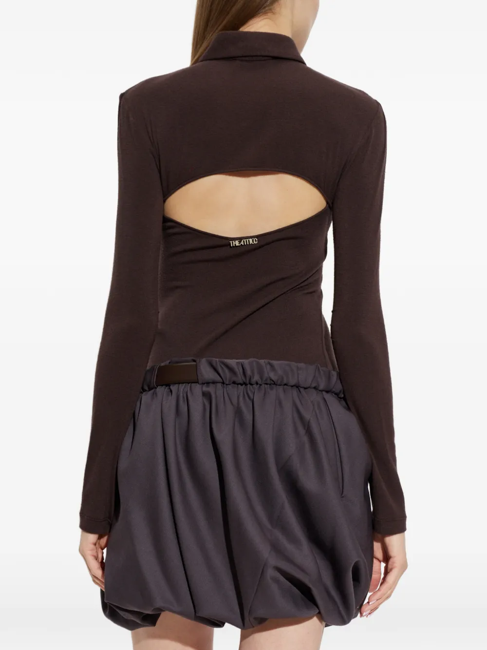 The Attico Donkerbruine mini-jurk