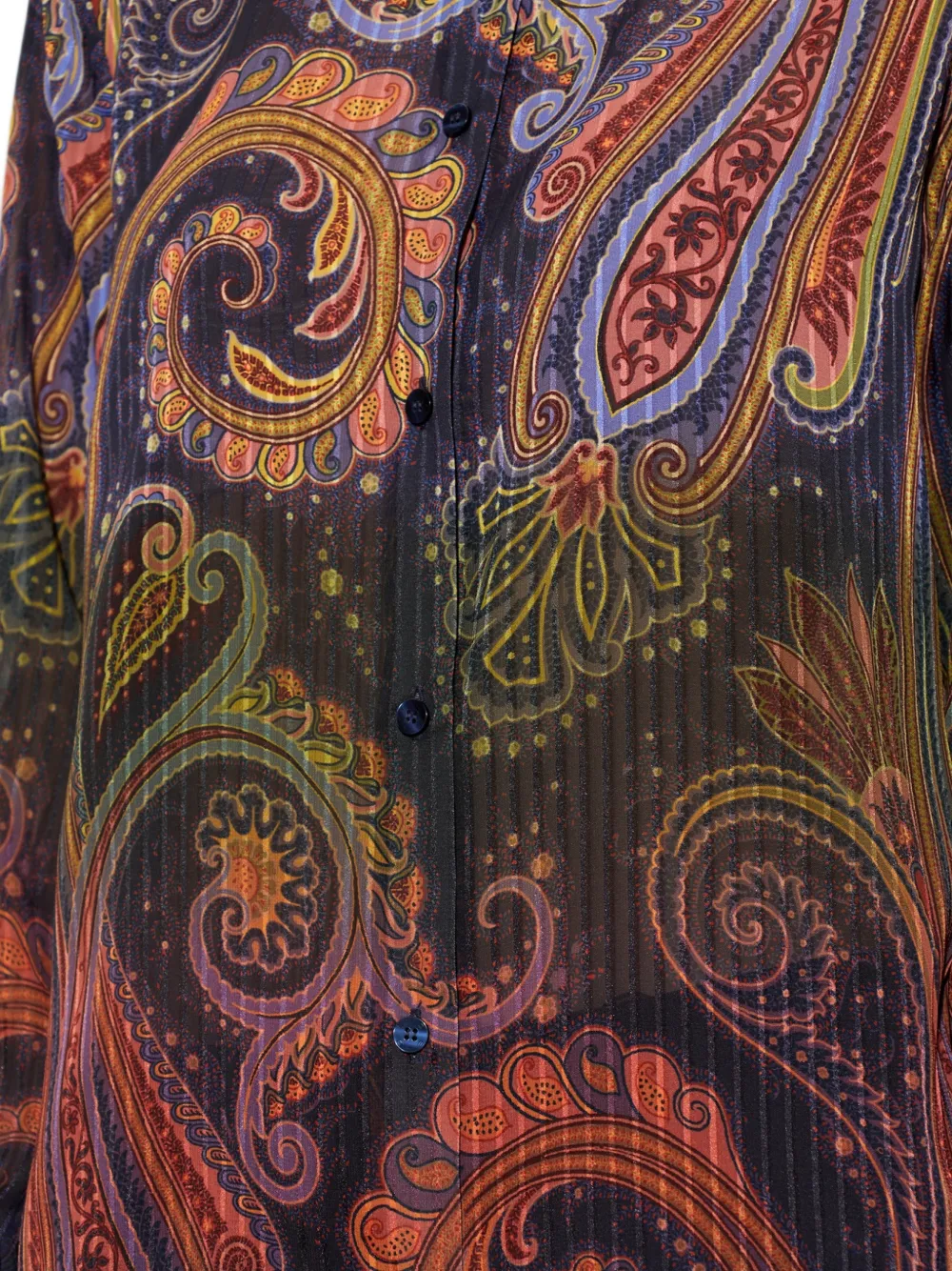 ETRO Paisley-print plissé-effect shirt Blauw