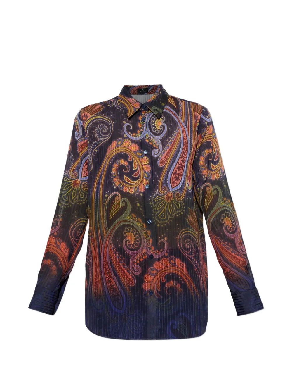 ETRO Paisley-print plissé-effect shirt - Blu