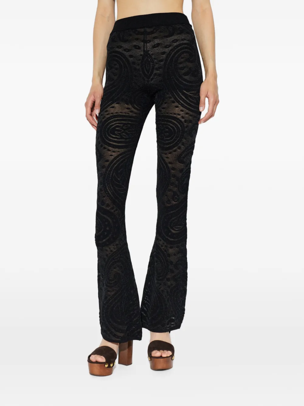 ETRO Flared broek met Paisley-patroon54 Zwart