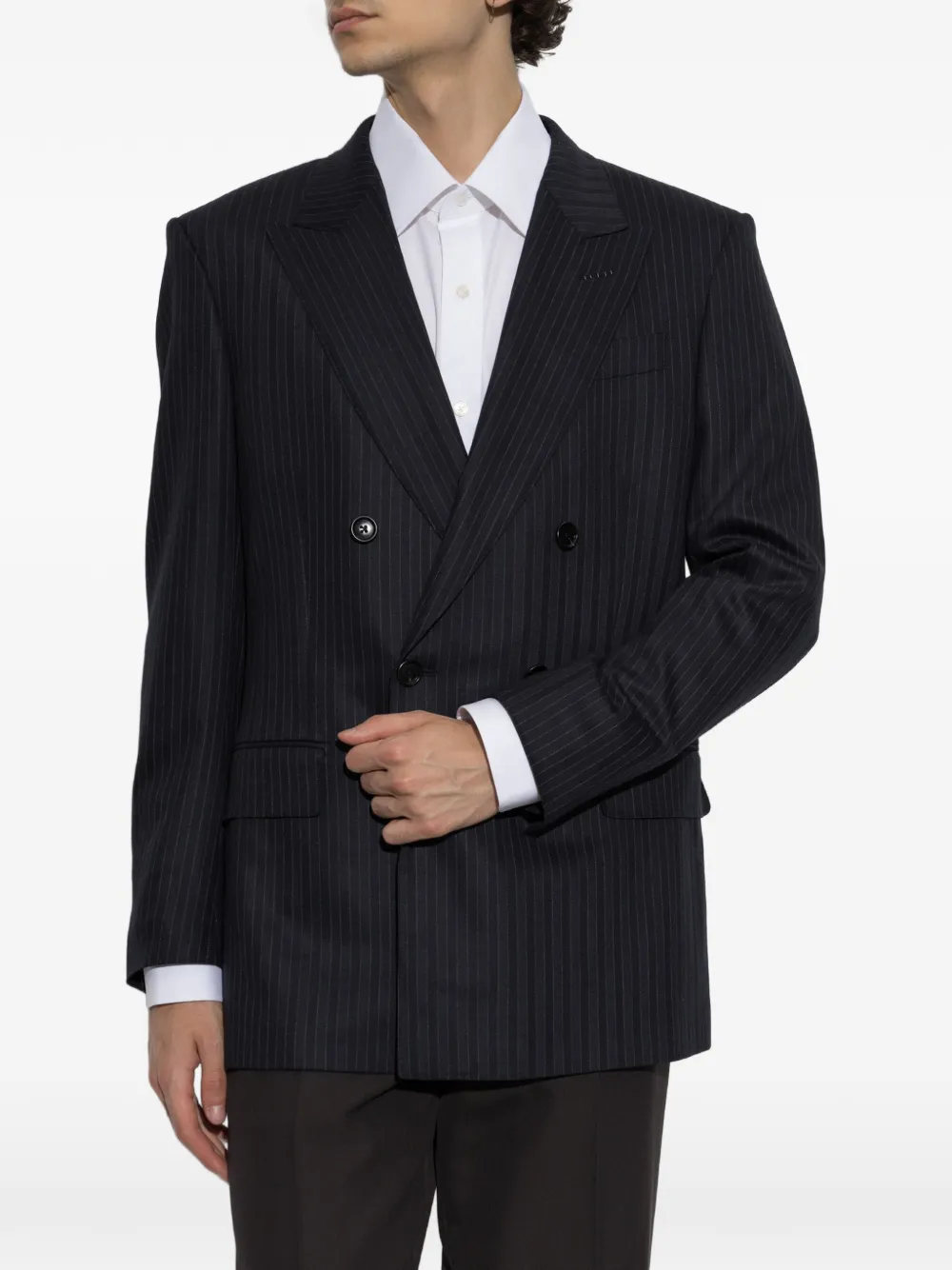 TOM FORD Blazer met krijtstreep Blauw