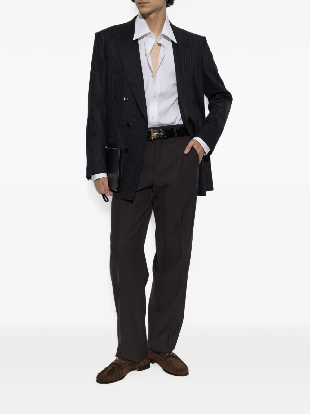 TOM FORD Blazer met krijtstreep Blauw