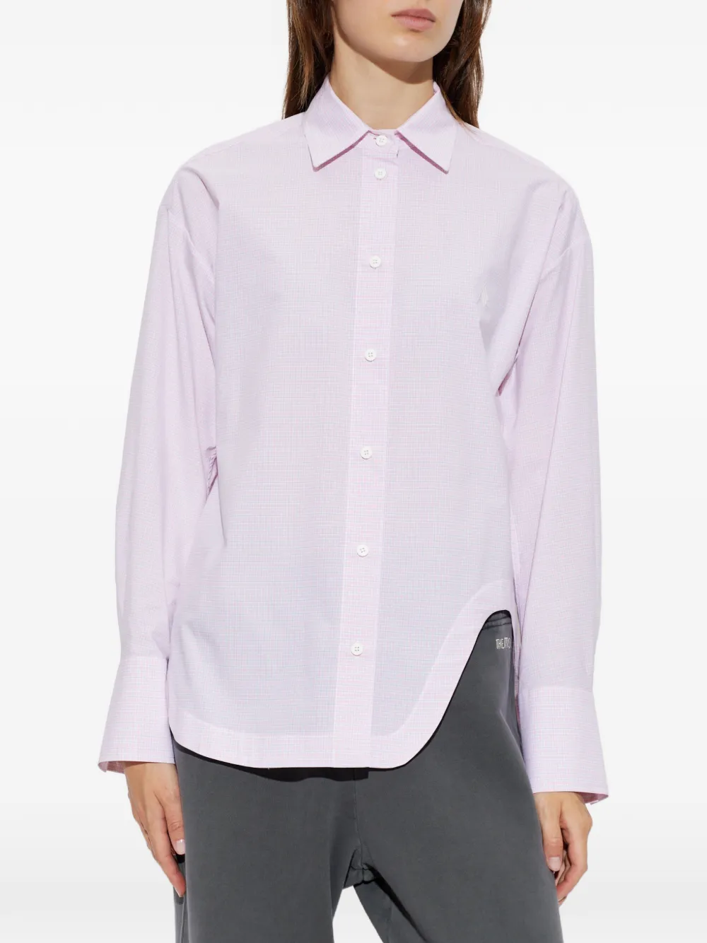The Attico Geruite blouse met uitgesneden details Roze