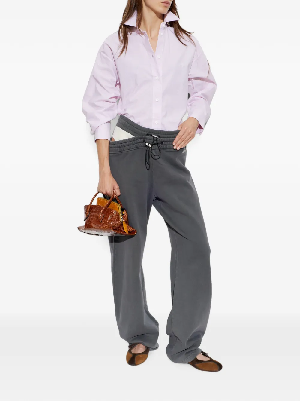 The Attico Geruite blouse met uitgesneden details Roze