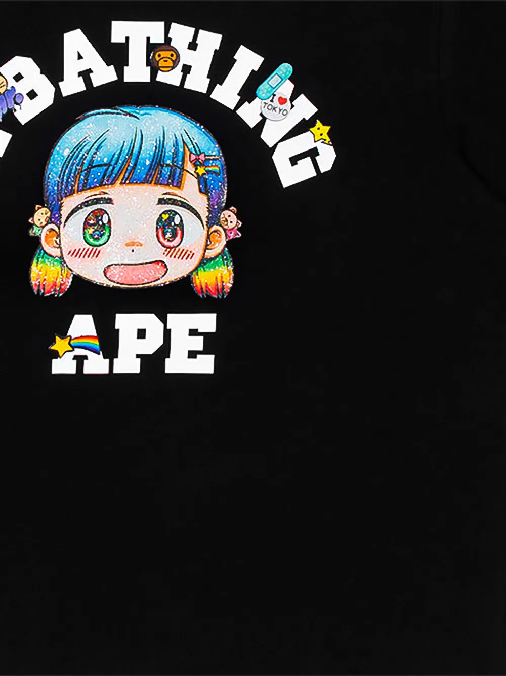 A BATHING APE x Mr. College ruimvallend T-shirt Zwart