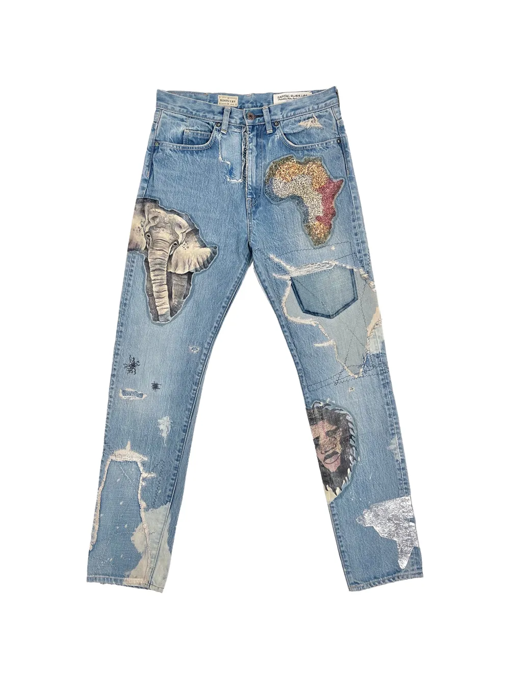KAPITAL Africa Elements Remake patch-detail jeans - Blau