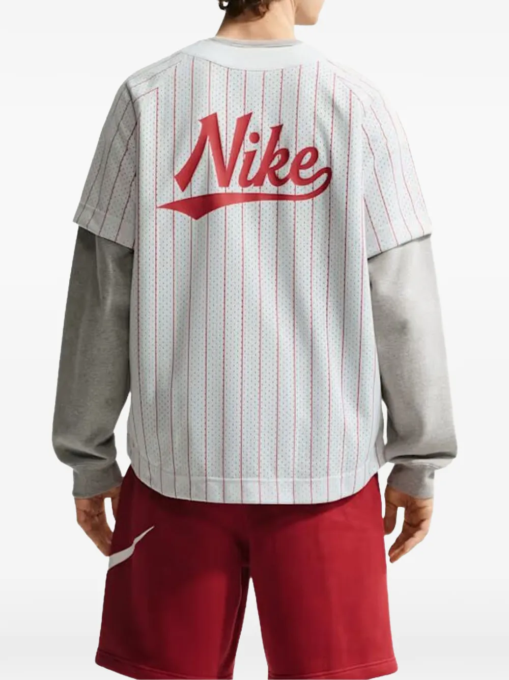 Nike pinstriped mesh-knit jersey Wit