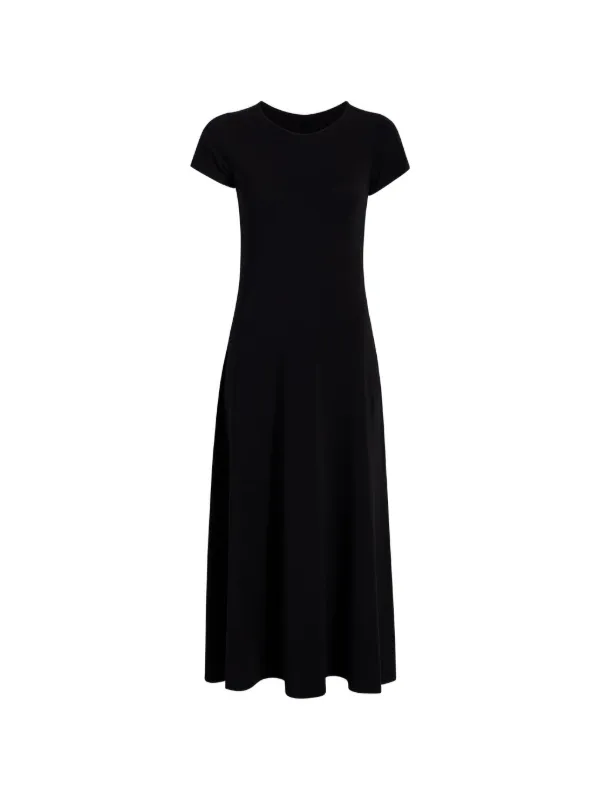 Another Tomorrow A-line Cap-sleeve Midi Dress in Black