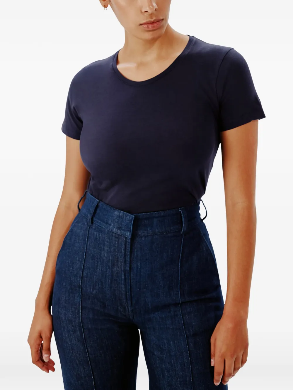 Another Tomorrow T-shirt met ronde hals Blauw