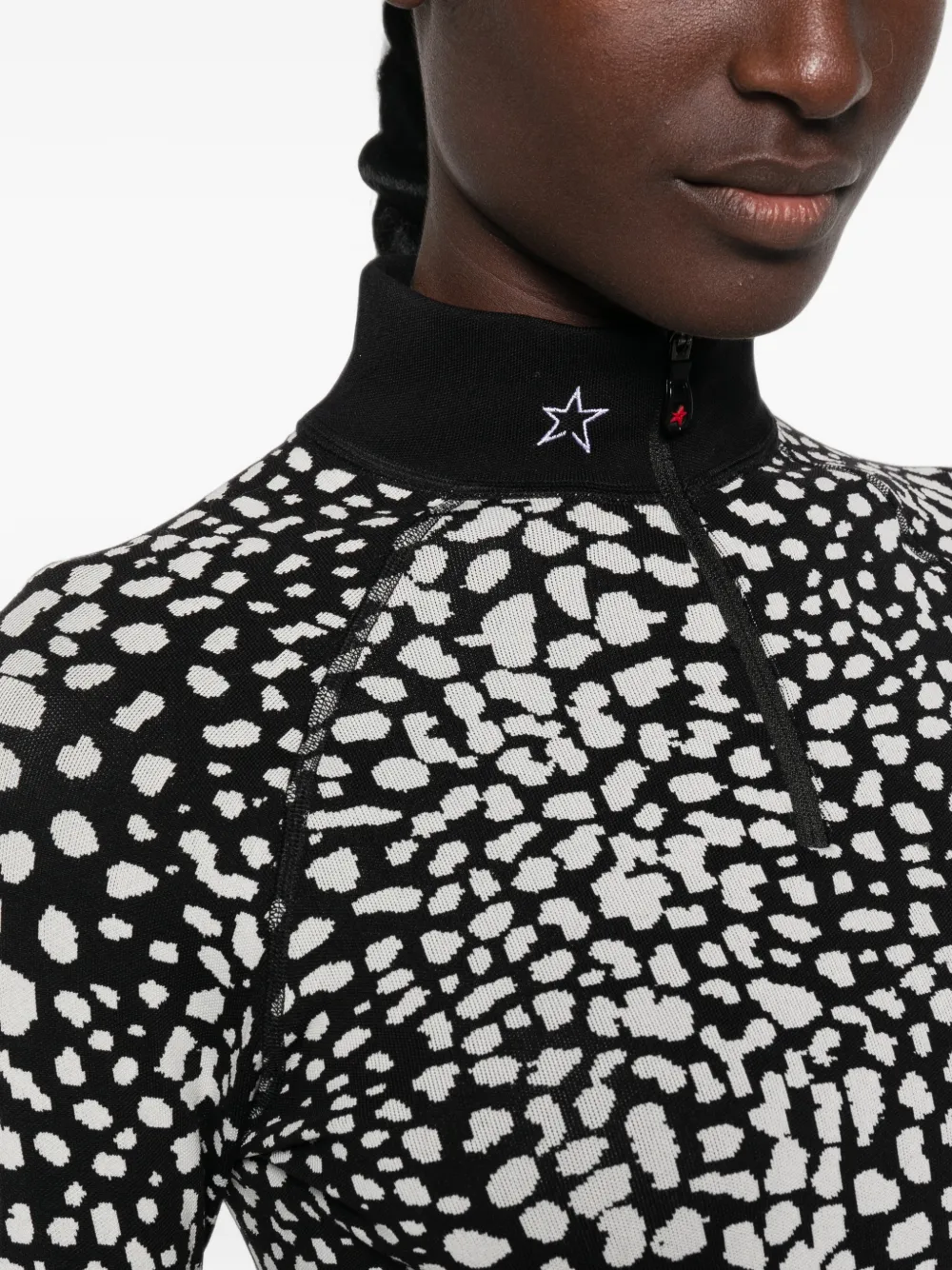 Perfect Moment Top met jacquard en luipaardprint Zwart