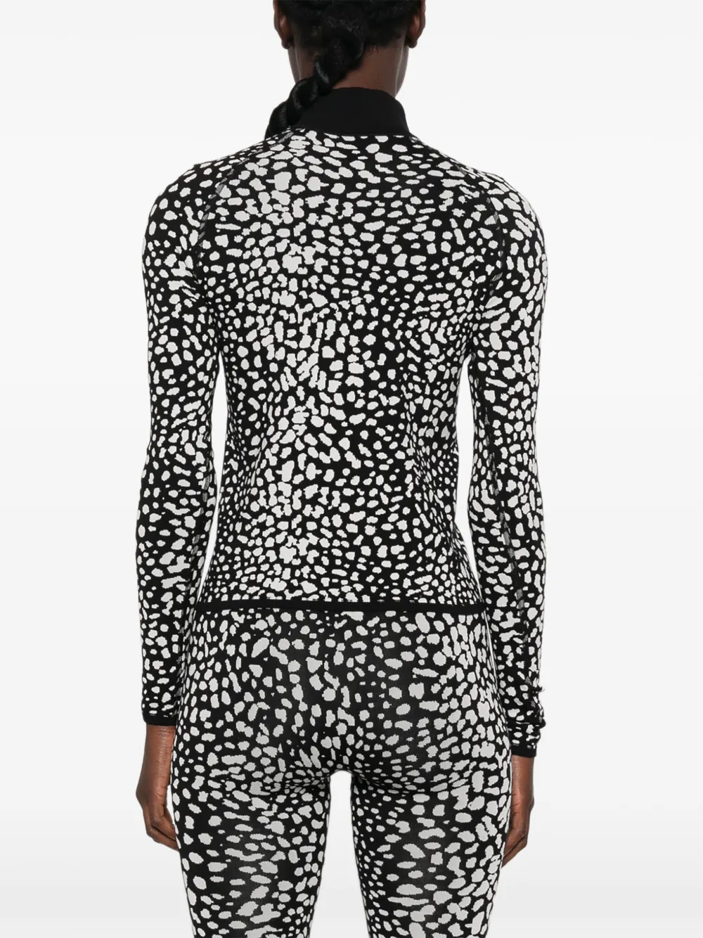 Perfect Moment Top met jacquard en luipaardprint Zwart