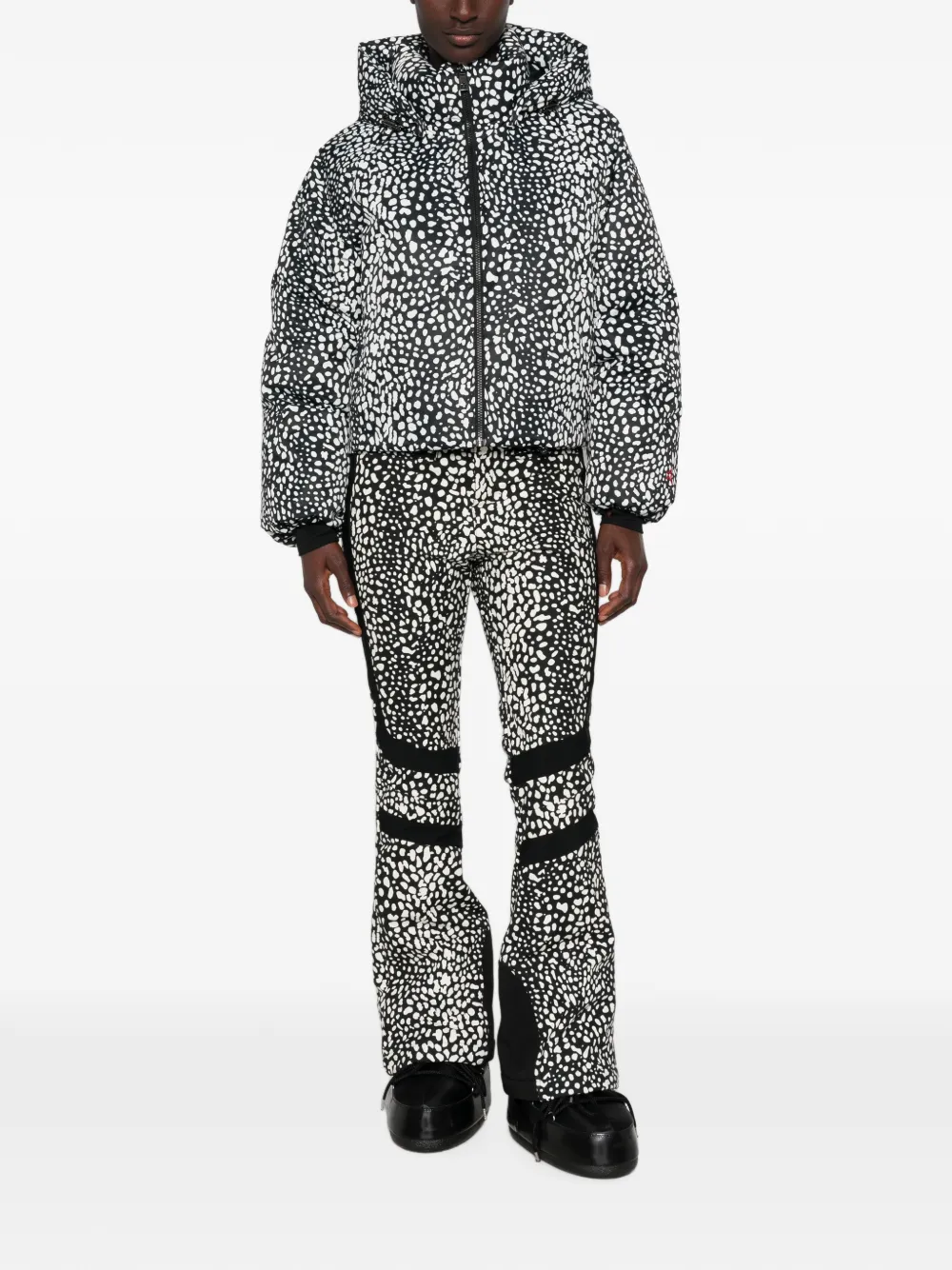 Perfect Moment Bubble ski-jack met luipaardprint Zwart