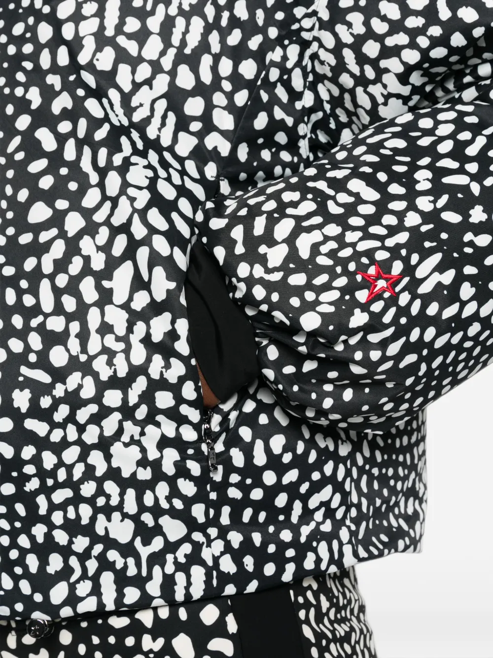 Perfect Moment Bubble ski-jack met luipaardprint Zwart