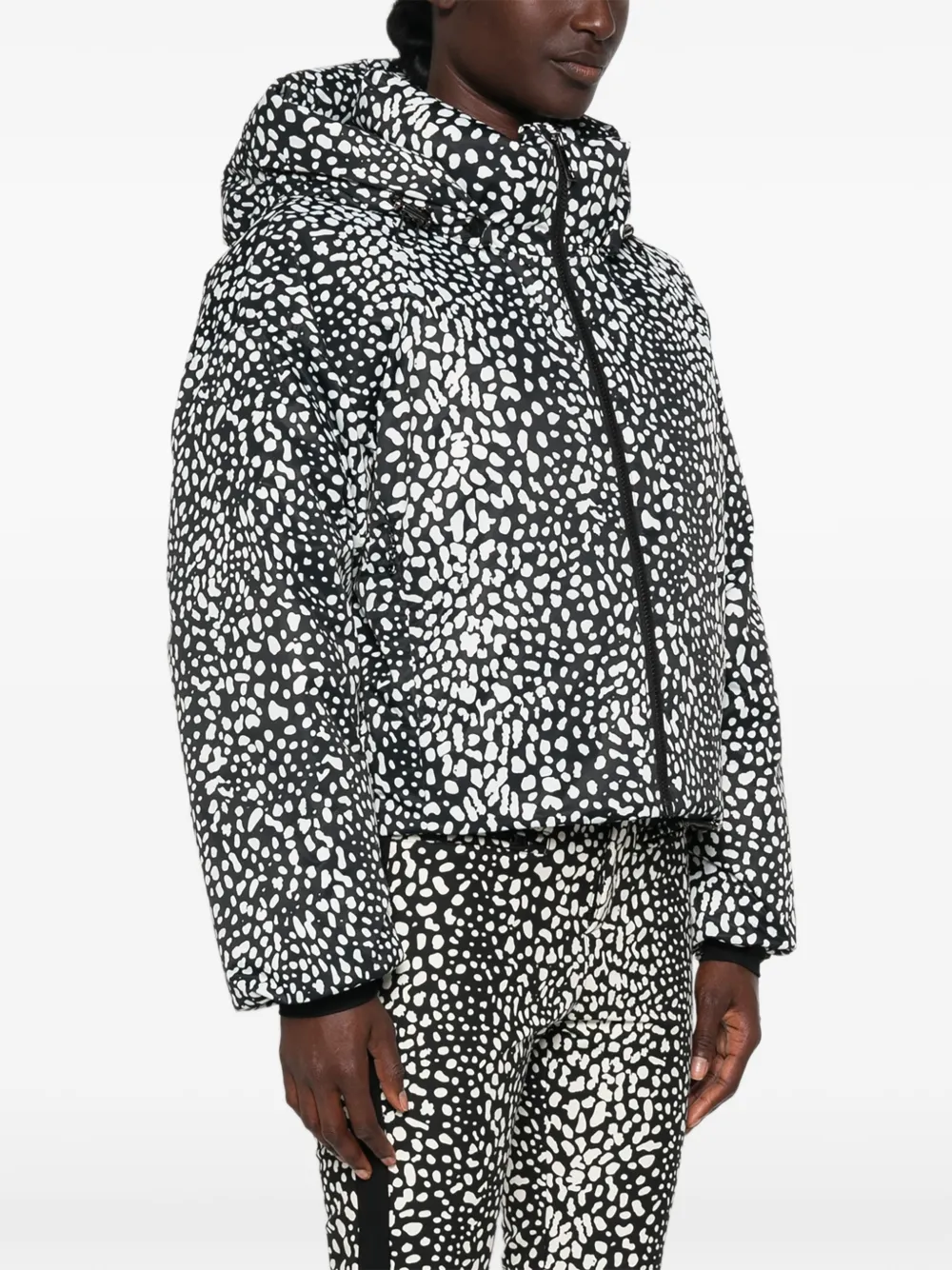 Perfect Moment Bubble ski-jack met luipaardprint Zwart